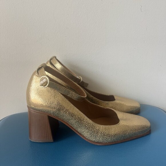 Bobbies Shoes - Gold Bobbie’s Of Paris Leather Mary Jane’s Made In Portugal